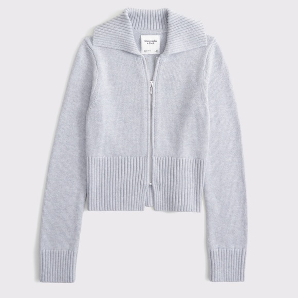 Abercrombie Zip-Up Collared Cardigan in gray size Small - Picture 5 of 8